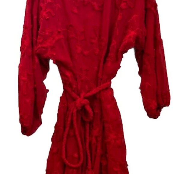 Share Anthropologie Mare Mare Textured Embroidered Mini Dress Red Long Sleeve XS - Picture 2 of 10